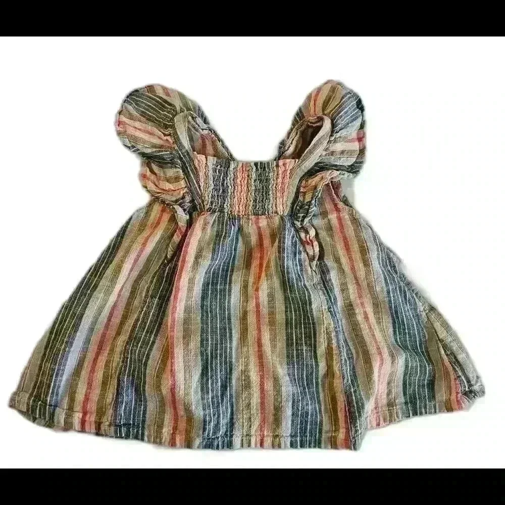 Charming Striped Dress with Puff Sleeves